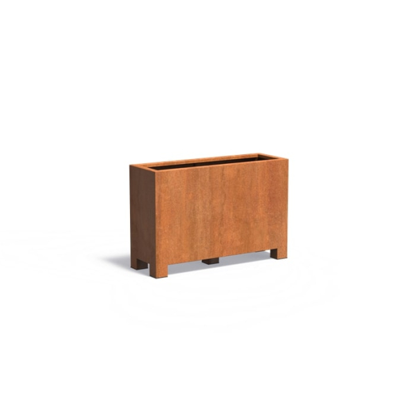 Edelrost Cortenstahl Pflanzgefäß Carrez mit Füßen rechteckig 120x40x80 cm