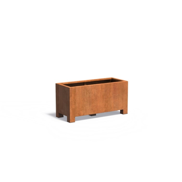 Edelrost Cortenstahl Pflanzgefäß Carrez mit Füßen rechteckig 120x50x60 cm