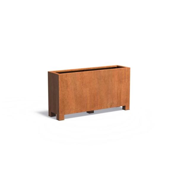 Edelrost Cortenstahl Pflanzgefäß Carrez mit Füßen rechteckig 150x40x80 cm