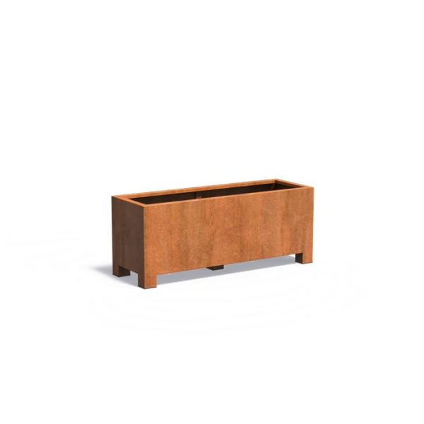 Edelrost Cortenstahl Pflanzgefäß Carrez mit Füßen rechteckig 150x50x60 cm