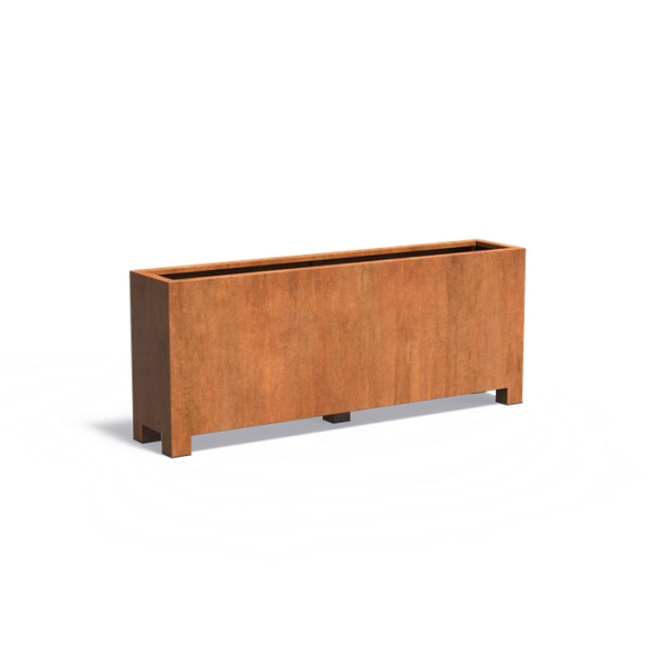 Edelrost Cortenstahl Pflanzgefäß Carrez mit Füßen rechteckig 200x40x80 cm