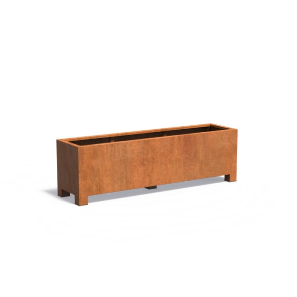 Edelrost Cortenstahl Pflanzgefäß Carrez mit Füßen rechteckig 200x50x60 cm