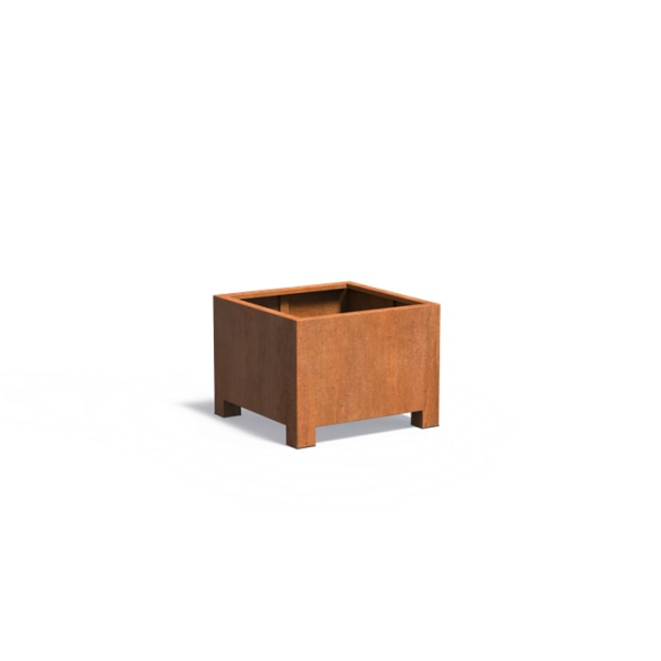 Edelrost Cortenstahl Pflanzgefäß Carrez mit Füßen quadratisch 80x80x60 cm
