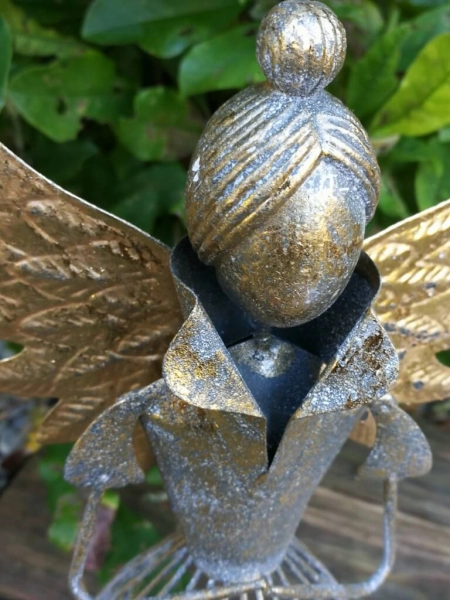 Dekoengel Meike, grau-gold