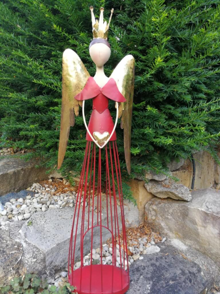 Dekoengel Enkeli, rot-gold, Hand unten