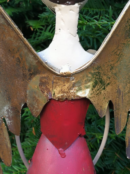 Dekoengel Enkeli, rot-gold, Hand unten