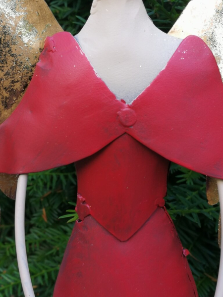 Dekoengel Enkeli, rot-gold, Hand unten