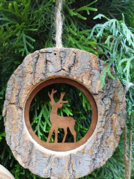 Edelrost-Holz 6er Set Dekohänger Waldleben