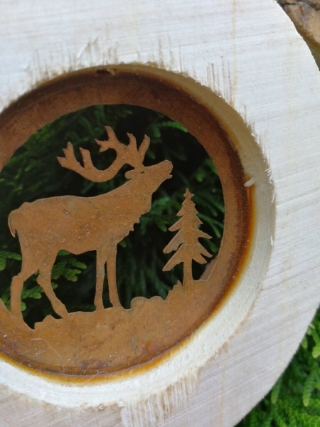 Edelrost-Holz 6er Set Dekohänger Waldleben