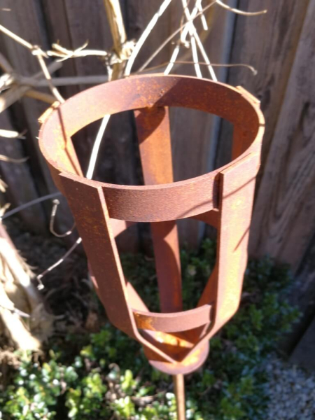 Edelrost Gartenfackel mit Glaswindlicht