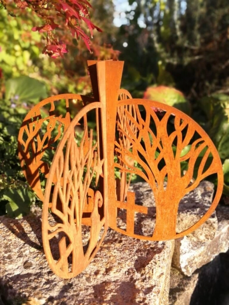 Edelrost Halloween Kürbis 3D, mit Friedhof