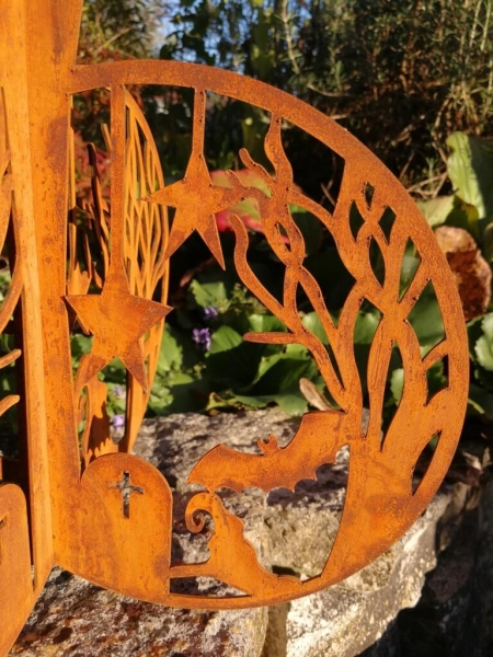 Edelrost Halloween Kürbis 3D, mit Friedhof