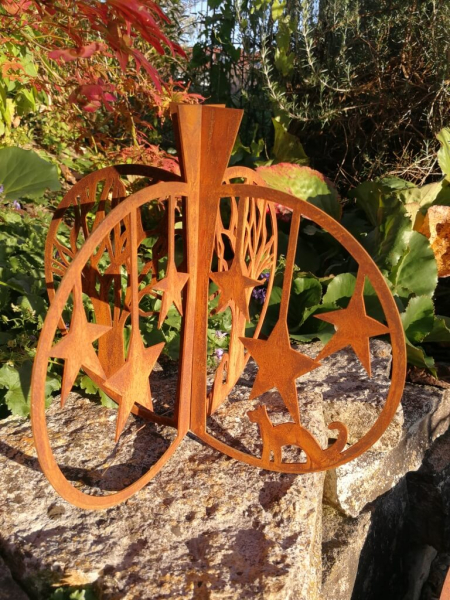 Edelrost Halloween Kürbis 3D, mit Sternen