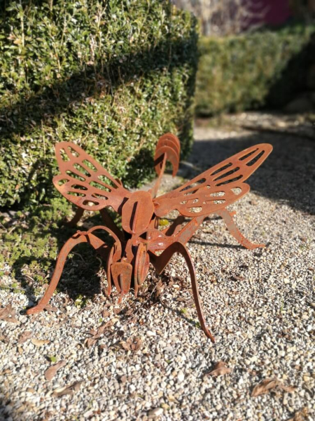 Edelrost Gartenstecker Libelle 3D, groß