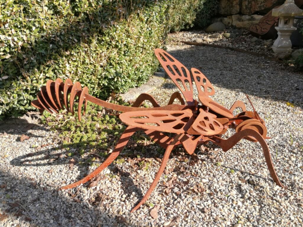 Edelrost Gartenstecker Libelle 3D, groß