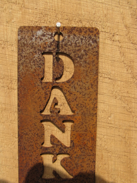 Edelrost Anhänger "Danke", klein