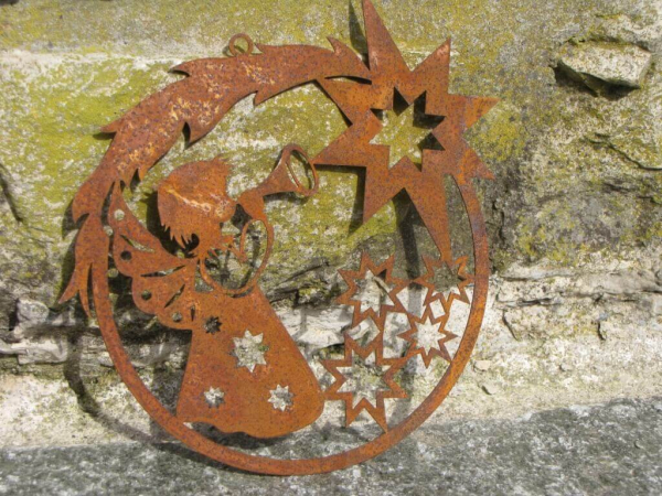 Edelrost Christbaumschmuck Engel mit Sternen