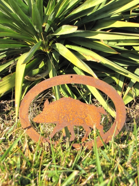 Edelrost Aufhänger Wildschwein oval