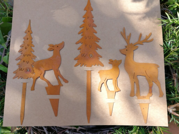 Edelrost Bastelset Winterstecker mit Hirsch, 5 teilig