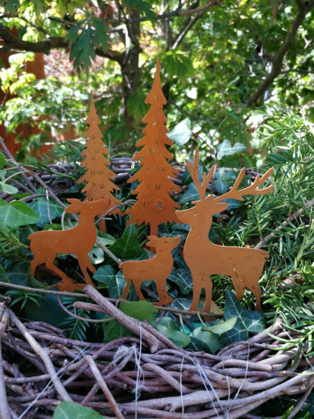 Edelrost Bastelset Winterstecker mit Hirsch, 5 teilig