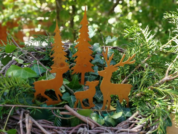 Edelrost Bastelset Winterstecker mit Hirsch, 5 teilig