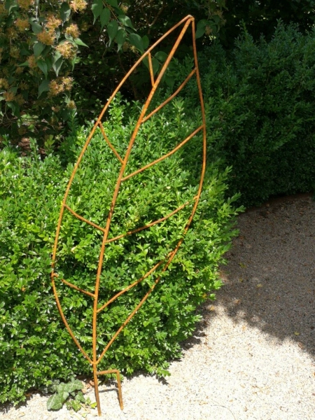 Edelrost Gartenstecker Rankhilfe "Blatt groß"