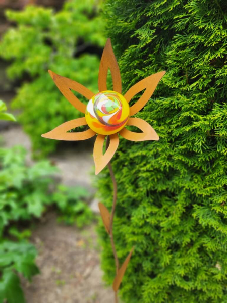 Edelrost Glasblume Ufo, gelb