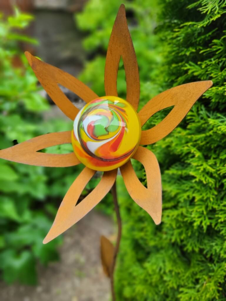 Edelrost Glasblume Ufo, gelb