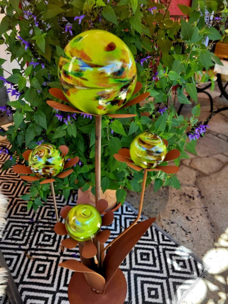 Edelrost Glasblume Ferrum grüne Kugeln