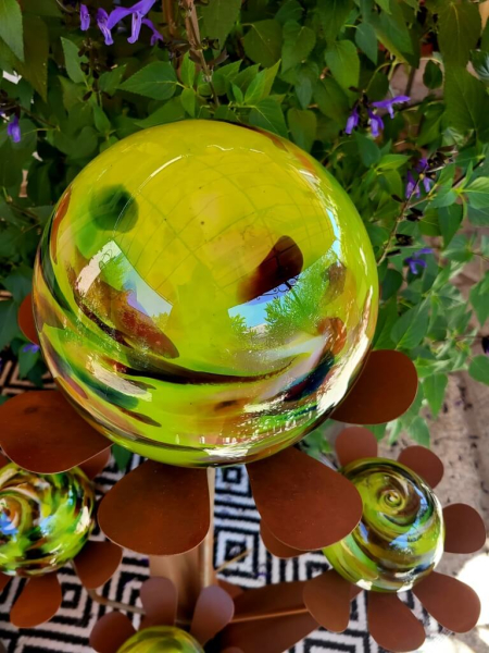 Edelrost Glasblume Ferrum grüne Kugeln