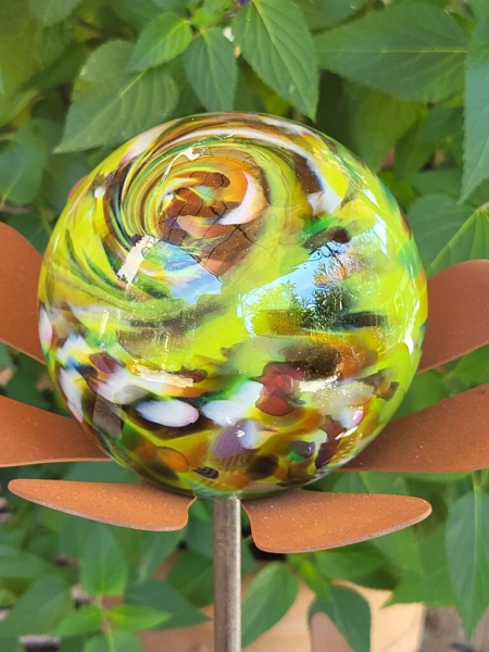 Edelrost Glasblume Ferrum grüne Kugeln