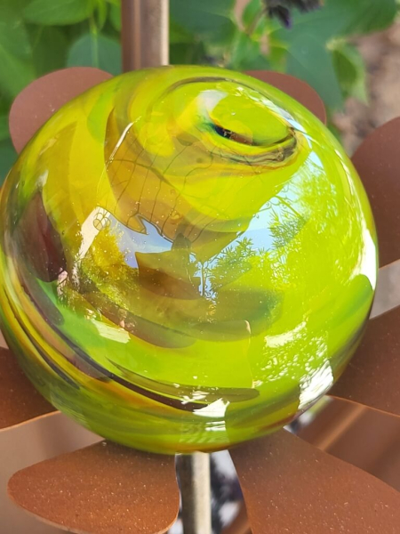 Edelrost Glasblume Ferrum grüne Kugeln