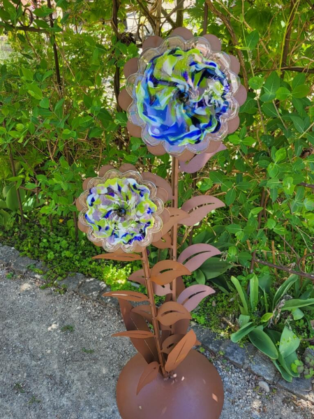 Edelrost Glasblume Zoe, blau