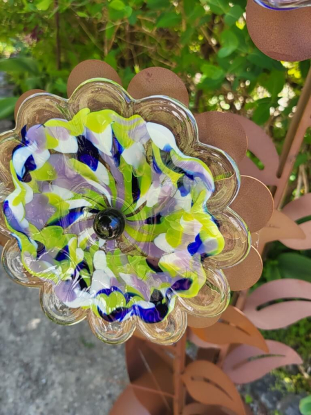 Edelrost Glasblume Zoe, blau