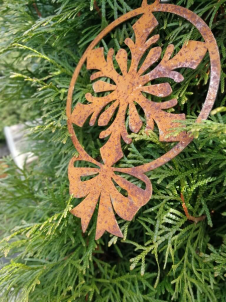 Edelrost Christbaumkugel Flocke, Schleife unten