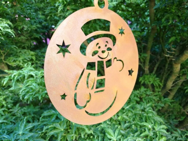 Edelrost Christbaumkugel Schneemann