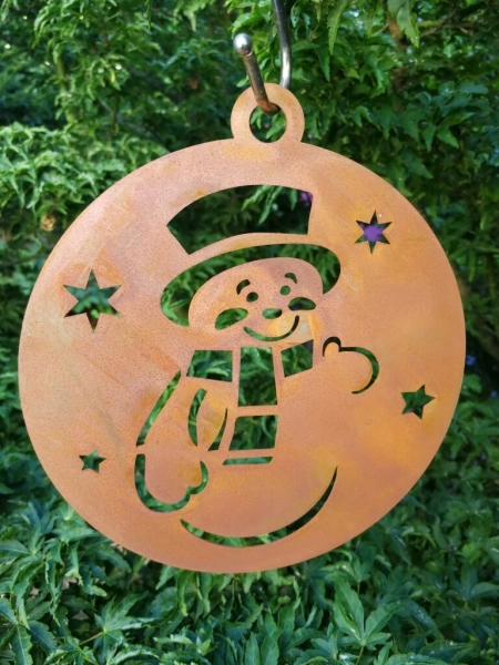 Edelrost Christbaumkugel Schneemann