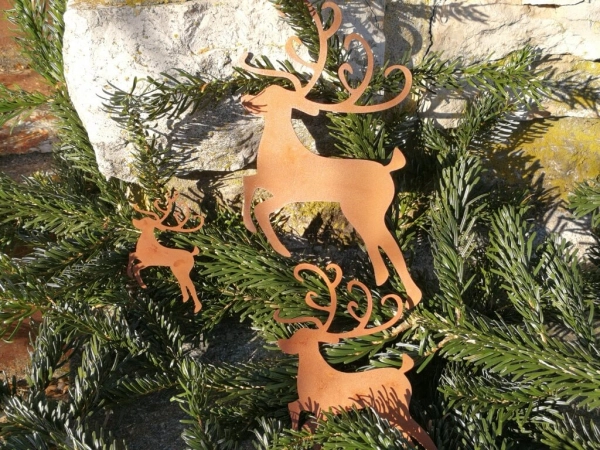 Edelrost Christbaumschmuck Rentier, 3 Größen