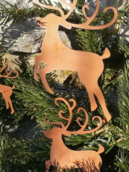 Edelrost Christbaumschmuck Rentier, 3 Größen