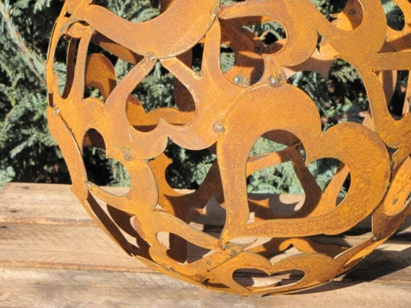 Edelrost Herzkugel 30 cm