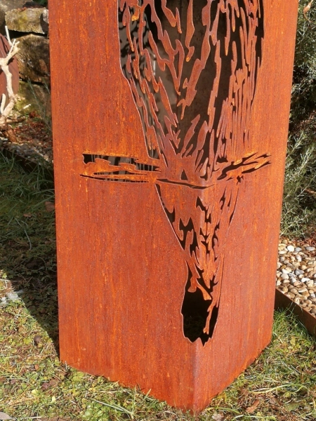 Edelrost Dekosäule Eule