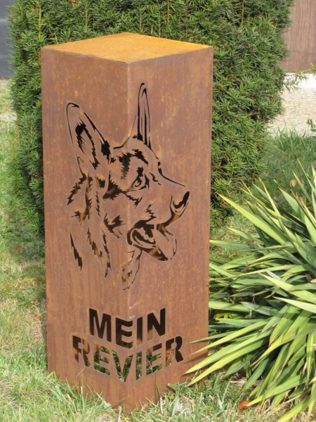 Edelrost Dekosäule Schäferhund