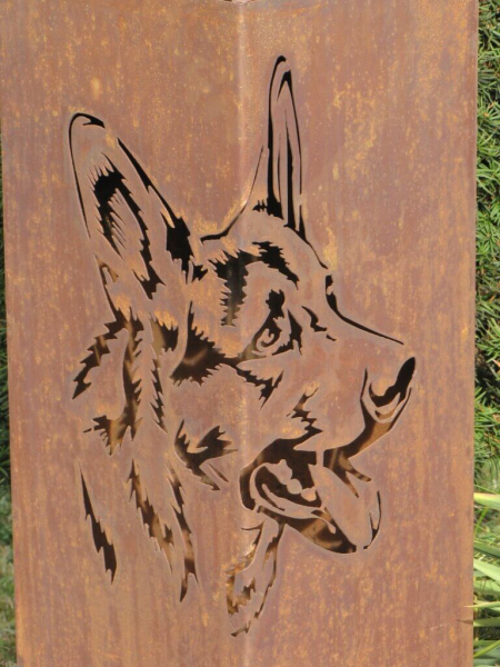 Edelrost Dekosäule Schäferhund