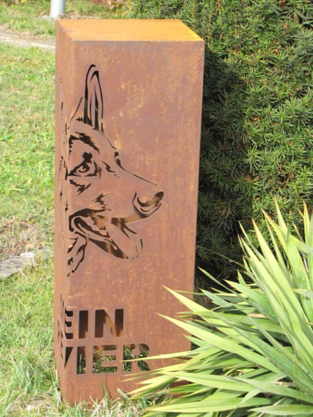 Edelrost Dekosäule Schäferhund