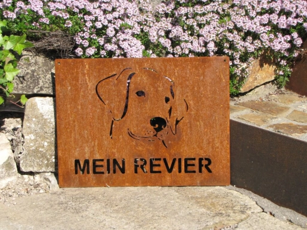 Edelrost Dekoschild Hund Mein Revier
