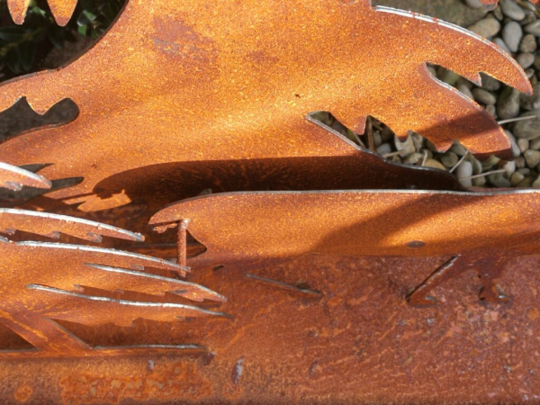 Edelrost Dekotablett Hirsch mit Bäumen