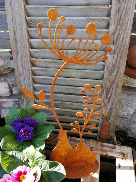 Edelrost Doppelvase Blumen