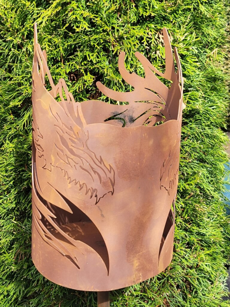 Edelrost Fackel Drachenkopf