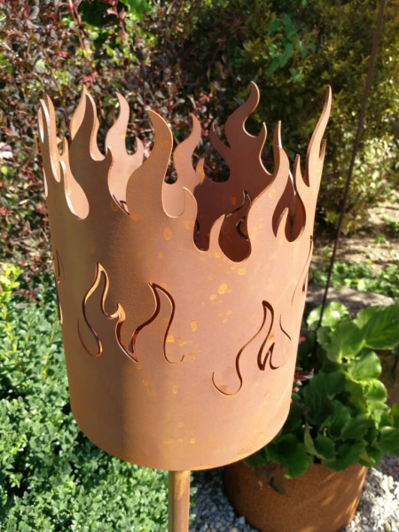 Edelrost Fackel Flamme inkl. Ständer