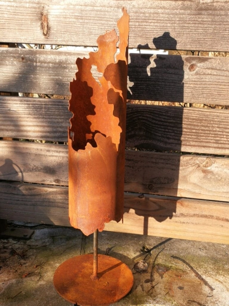 Edelrost Windlicht Fackel Kreta, auf Sockel